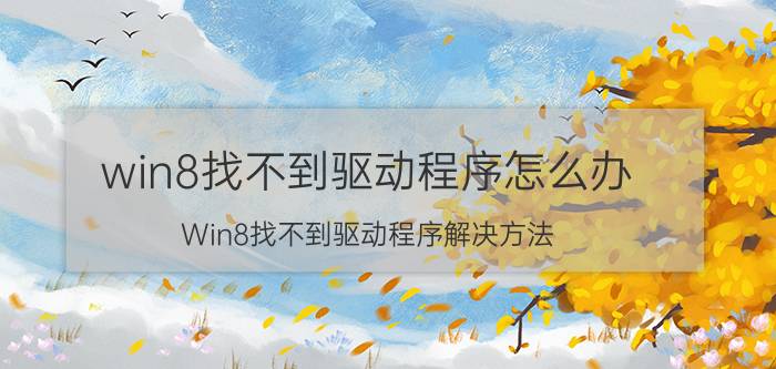 win8找不到驱动程序怎么办 Win8找不到驱动程序解决方法